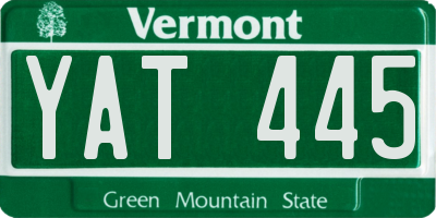 VT license plate YAT445