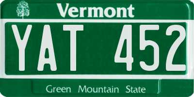 VT license plate YAT452