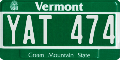 VT license plate YAT474