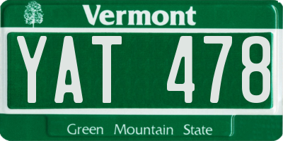 VT license plate YAT478