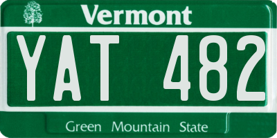VT license plate YAT482