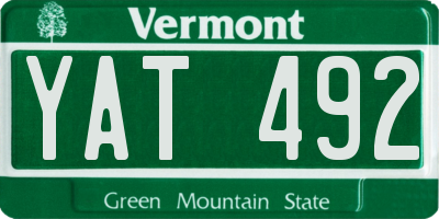 VT license plate YAT492