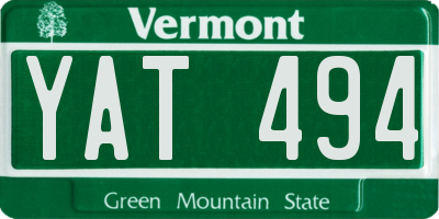 VT license plate YAT494