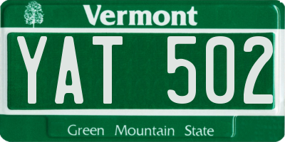 VT license plate YAT502
