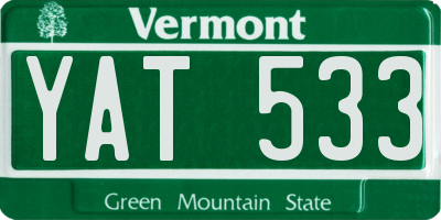 VT license plate YAT533