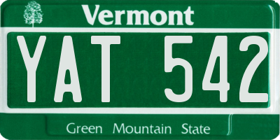 VT license plate YAT542