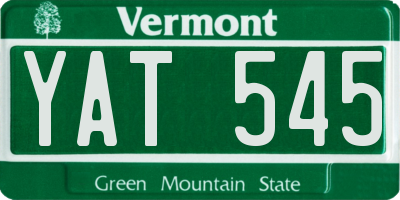 VT license plate YAT545