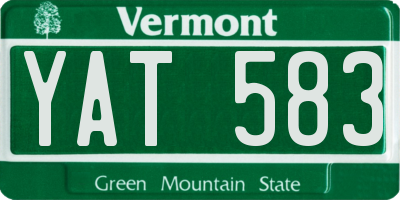VT license plate YAT583