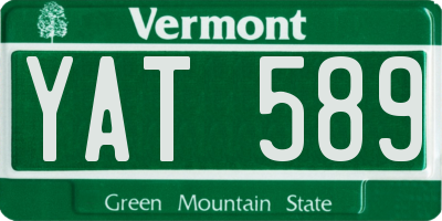 VT license plate YAT589