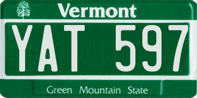 VT license plate YAT597