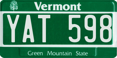 VT license plate YAT598