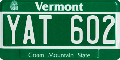VT license plate YAT602