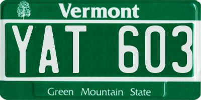 VT license plate YAT603