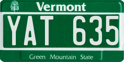 VT license plate YAT635