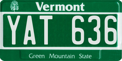 VT license plate YAT636