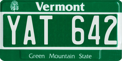 VT license plate YAT642