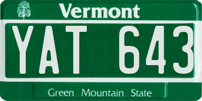 VT license plate YAT643