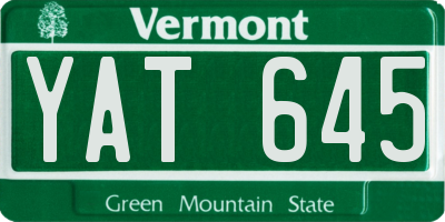 VT license plate YAT645