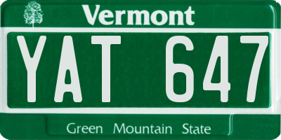 VT license plate YAT647