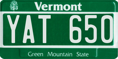 VT license plate YAT650