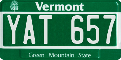 VT license plate YAT657
