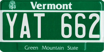 VT license plate YAT662