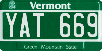 VT license plate YAT669