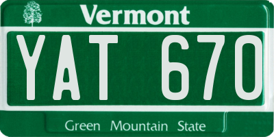 VT license plate YAT670