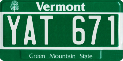 VT license plate YAT671