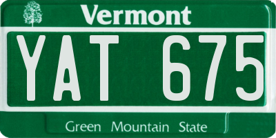 VT license plate YAT675