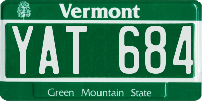 VT license plate YAT684