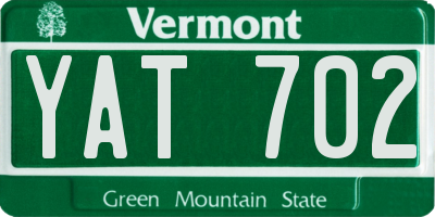 VT license plate YAT702