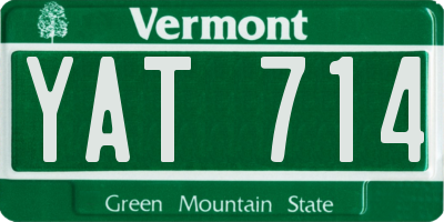 VT license plate YAT714