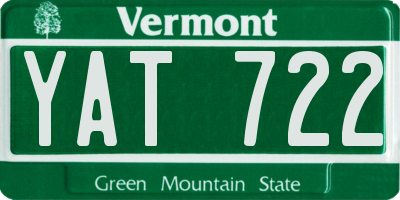 VT license plate YAT722