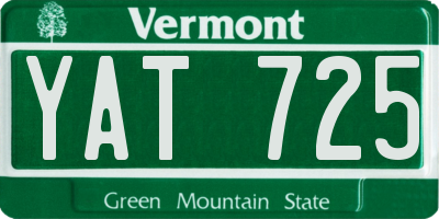 VT license plate YAT725