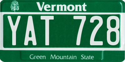 VT license plate YAT728