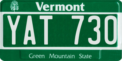 VT license plate YAT730