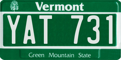 VT license plate YAT731
