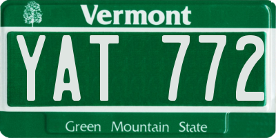 VT license plate YAT772