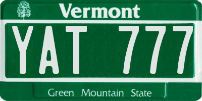 VT license plate YAT777
