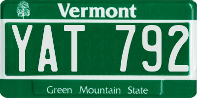 VT license plate YAT792