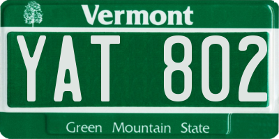 VT license plate YAT802