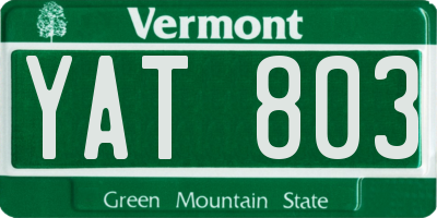 VT license plate YAT803