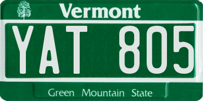 VT license plate YAT805