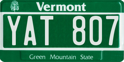 VT license plate YAT807