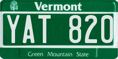 VT license plate YAT820