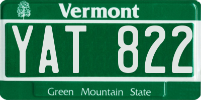 VT license plate YAT822