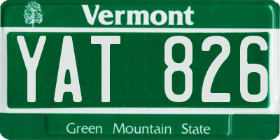VT license plate YAT826