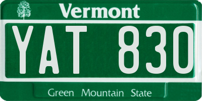VT license plate YAT830