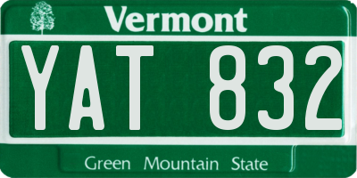VT license plate YAT832